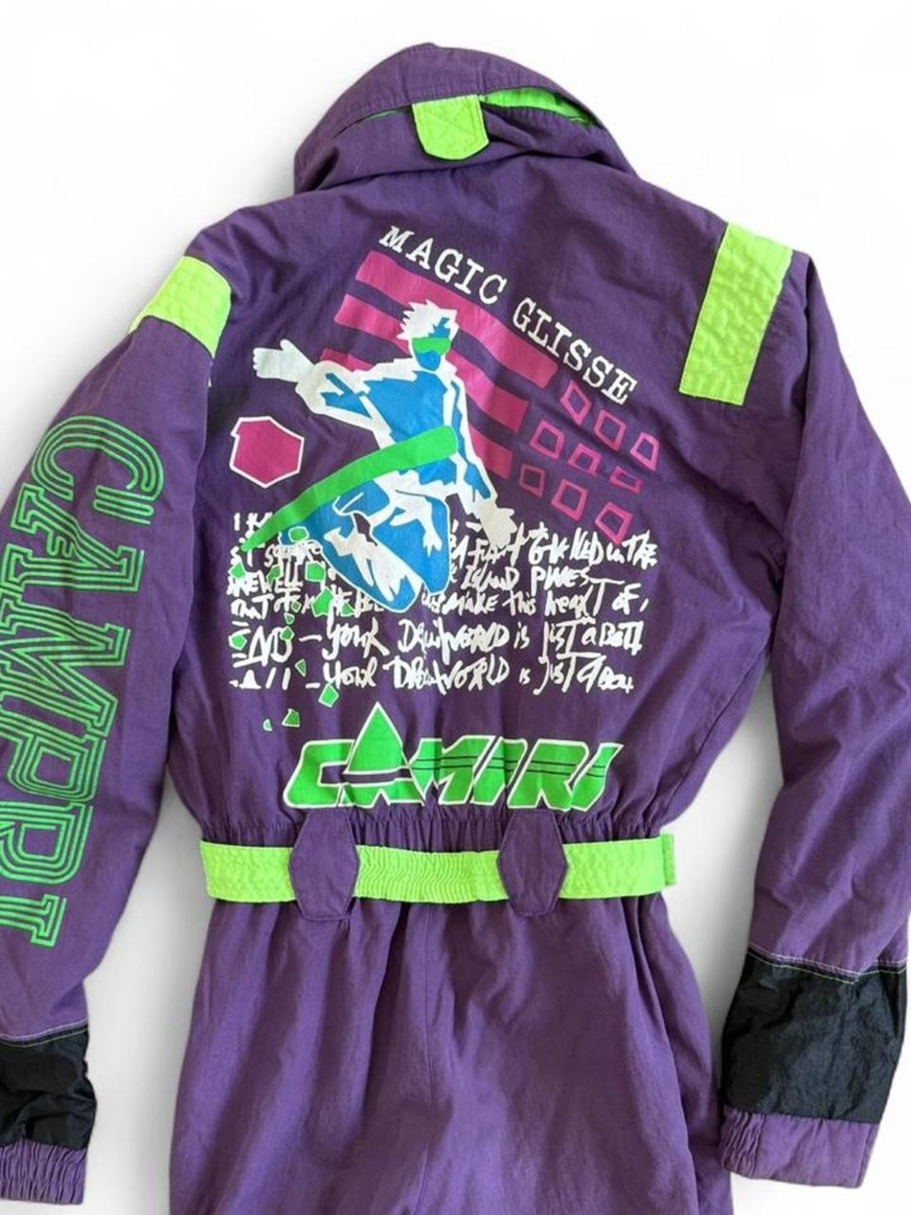 Vintage Campri Purple and Neon Green Women’s Ski Suit